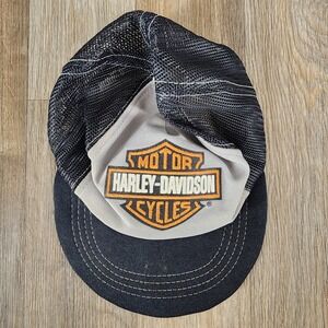 Vintage Harley Davidson Kids Trucker Hat Grey Black Snapback Made in USA Junior
